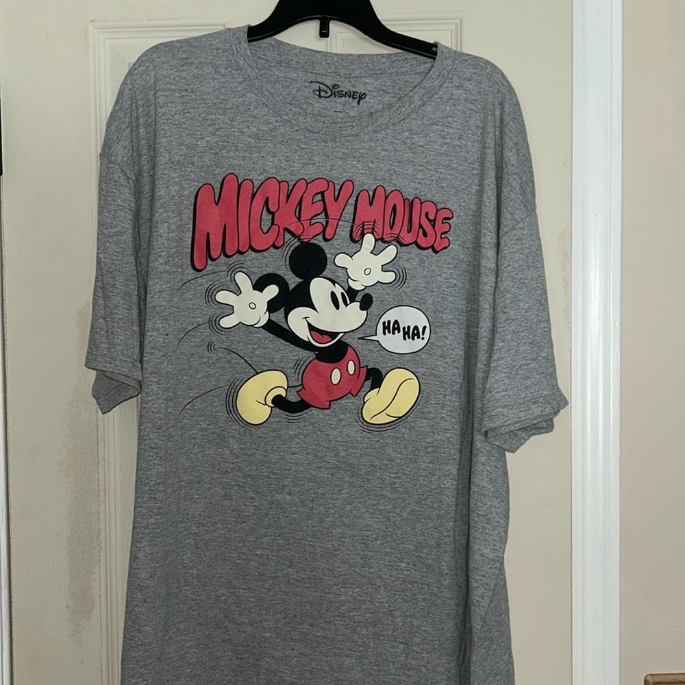 Mickey Mouse Disney T-Shirt Vintage Style Sz 2X Gray Short Sleeve Cotton